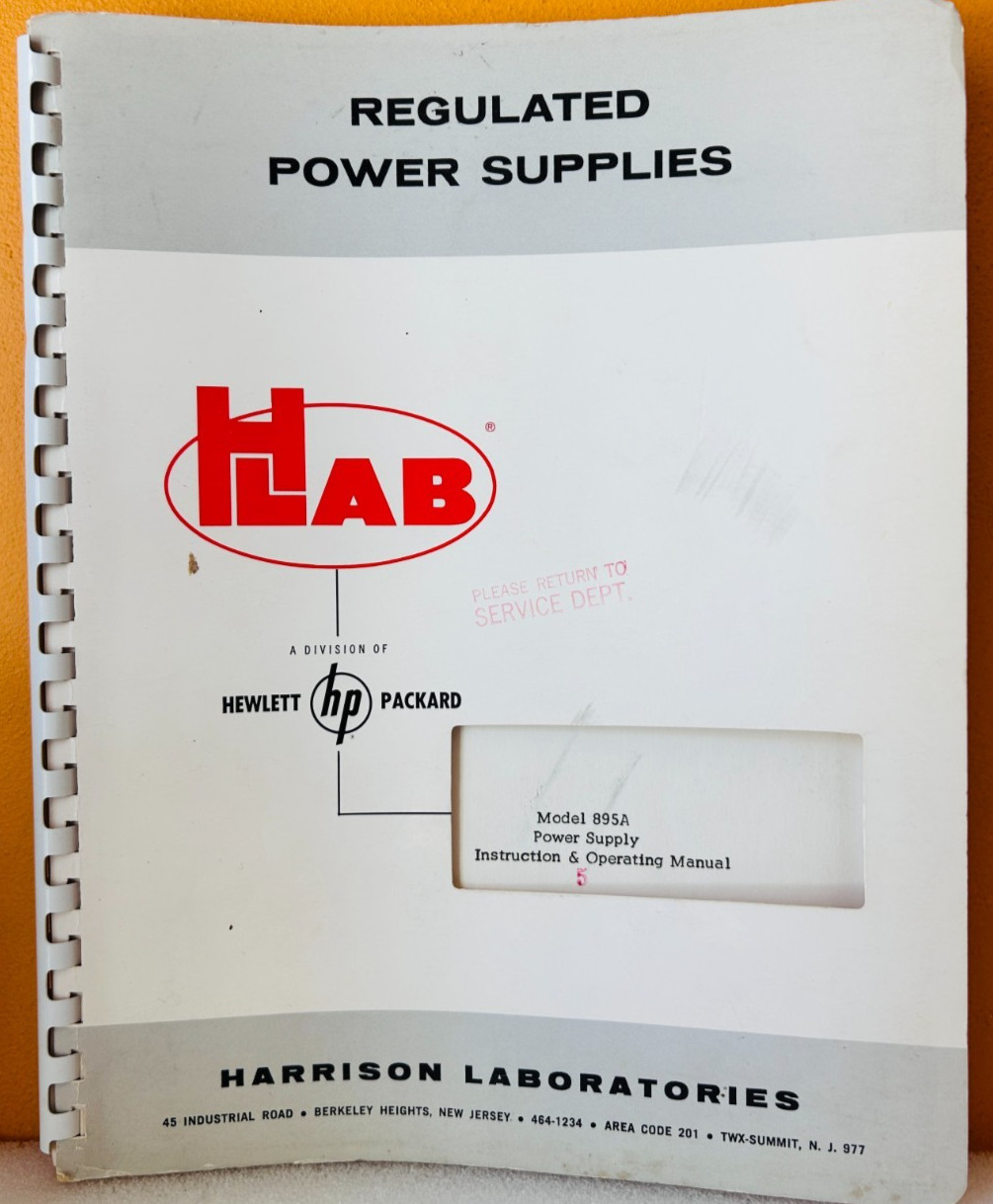 HP Model 895A Regulated Power Supplies Instruction & Operating Manual.