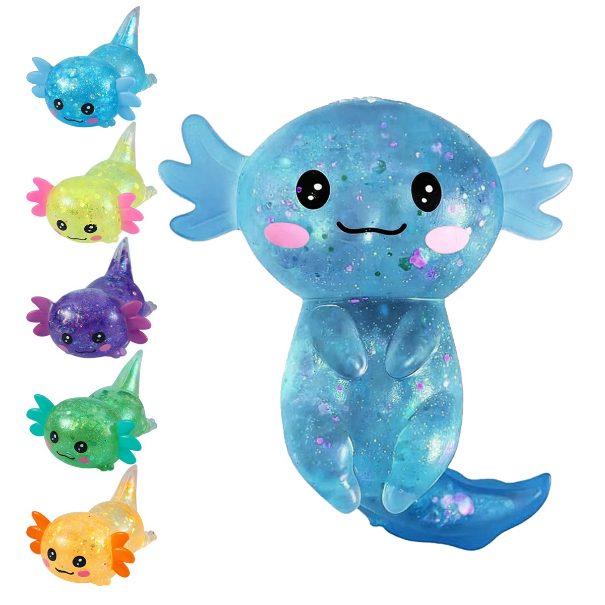 Axolotl Squishy Stress Relief Toy Glitter Cute Malt Sugar Fidget Toys for Kids