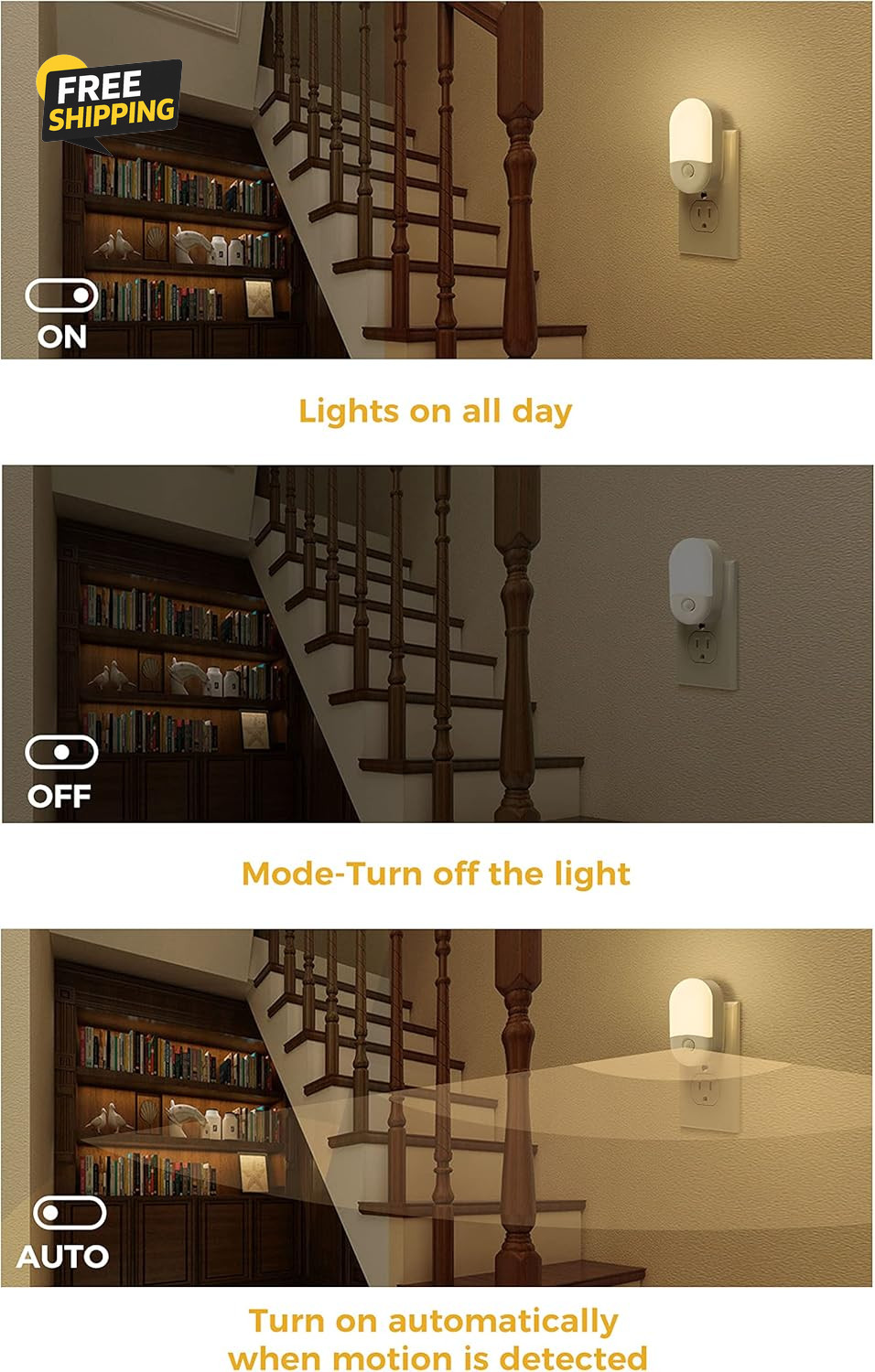 Motion Sensor Night Light, 2Pack, Motion Activated Night Light, Lights Plug