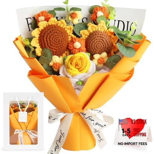 Crochet Flower Bouquet Sunflower Gift for Her - Mother's Day, Birthdays