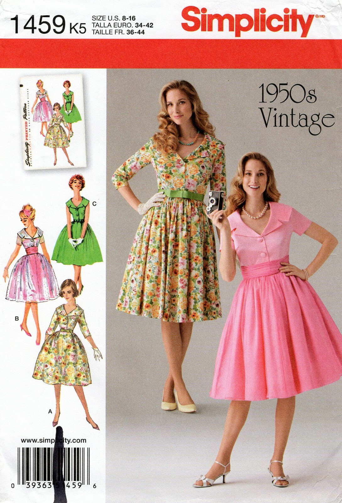 Simplicity 1459 Vintage-Inspired Party Dress w Cummerbund Sz 8-16 UNCUT 1950s