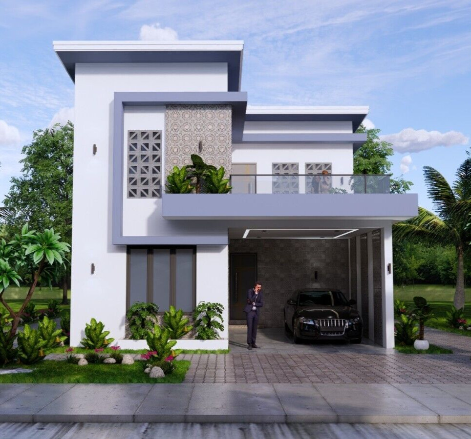 26x33 Feet House Design Plan 8x10 Meter 3 Beds 3 Baths Shed Roof (A4 Hard Copy)