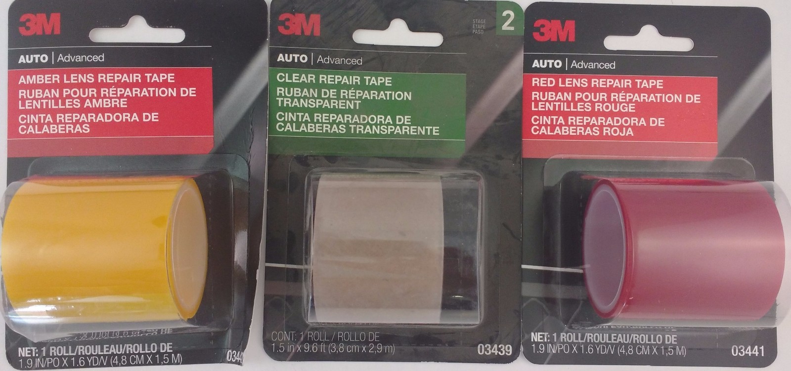 3M AMBER CLEAR RED LENS REPAIR TAPES Repair for Auto Motorcycle Trailer Lenses