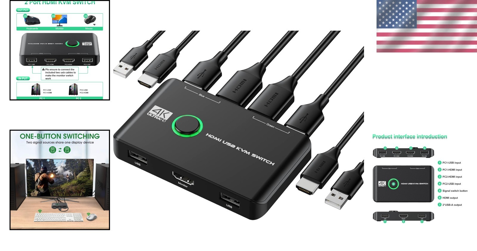 High-Performance 4K KVM Switcher - HDMI & USB for Seamless Device Sharing