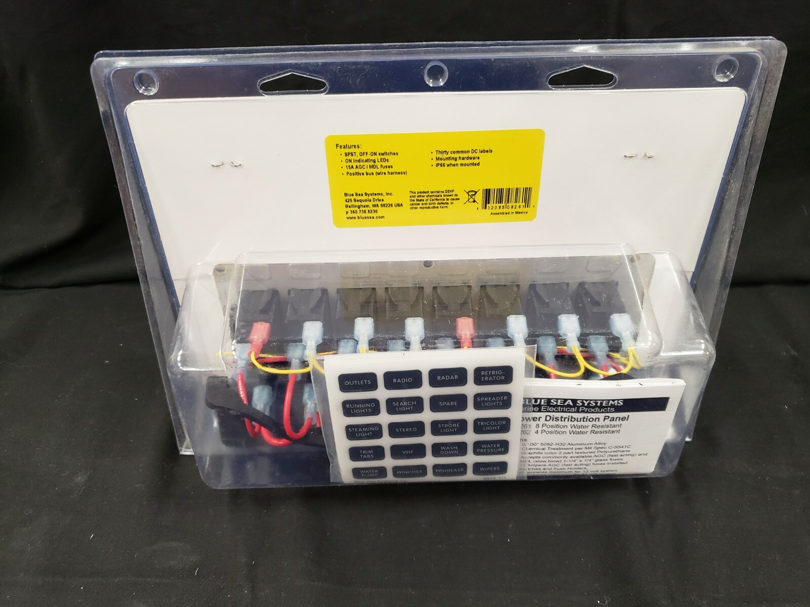 Blue Sea 8261 Contura Switch Waterproof Fuse Panel 8 Position - Slate Grey