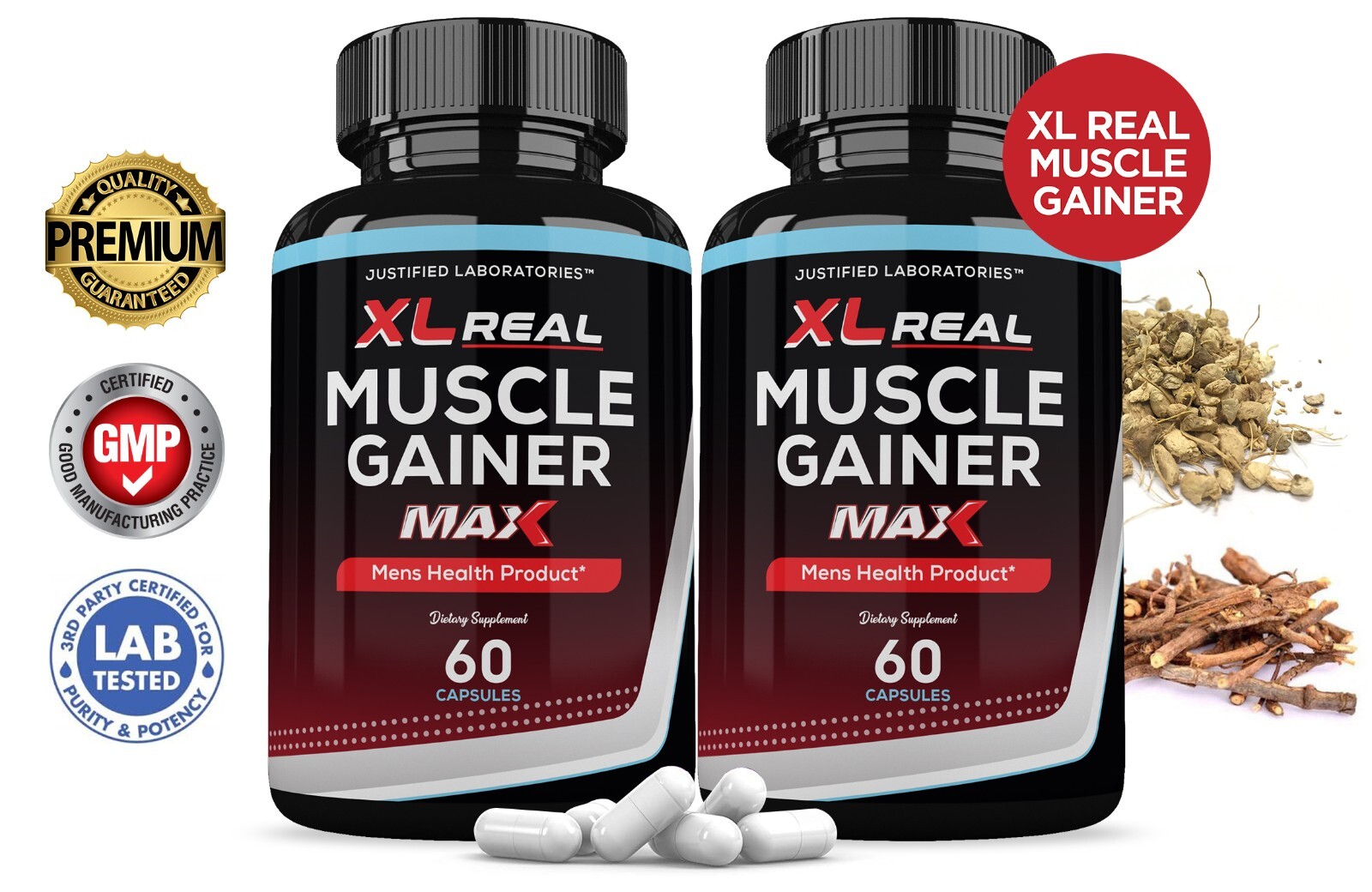 XL Real Muscle Gainer  Max Men’s Health Supplement 1600mg 120 Capsules