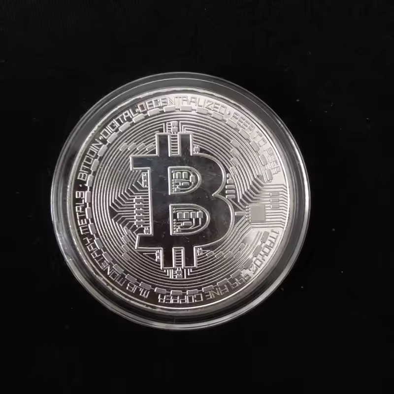 Silver Plated Bitcoin Coin Collectible – Physical Commemorative BTC Token Gift