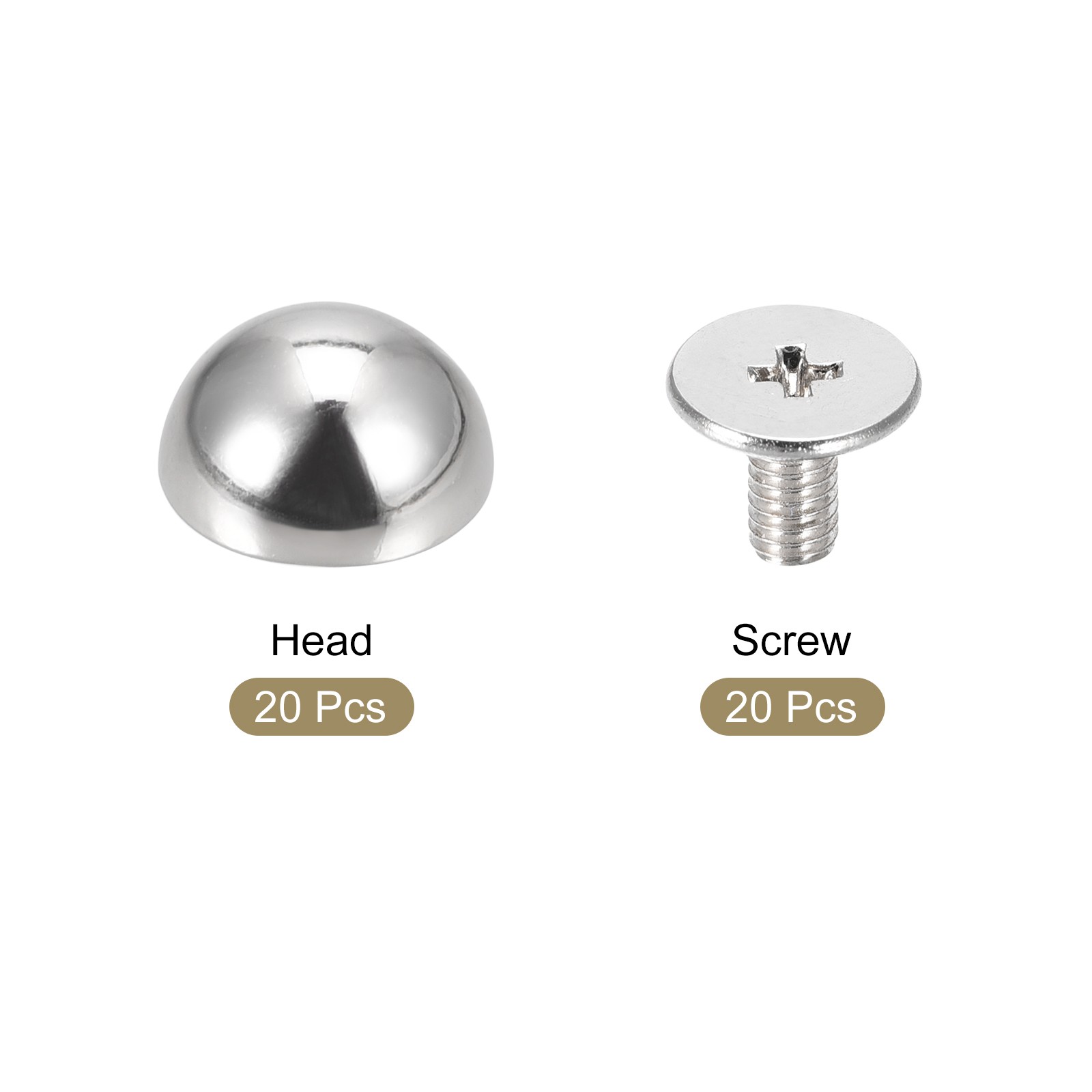 10mmx6mm Screw Back Rivets Solid Round Head Leather Studs Silver 20 Sets
