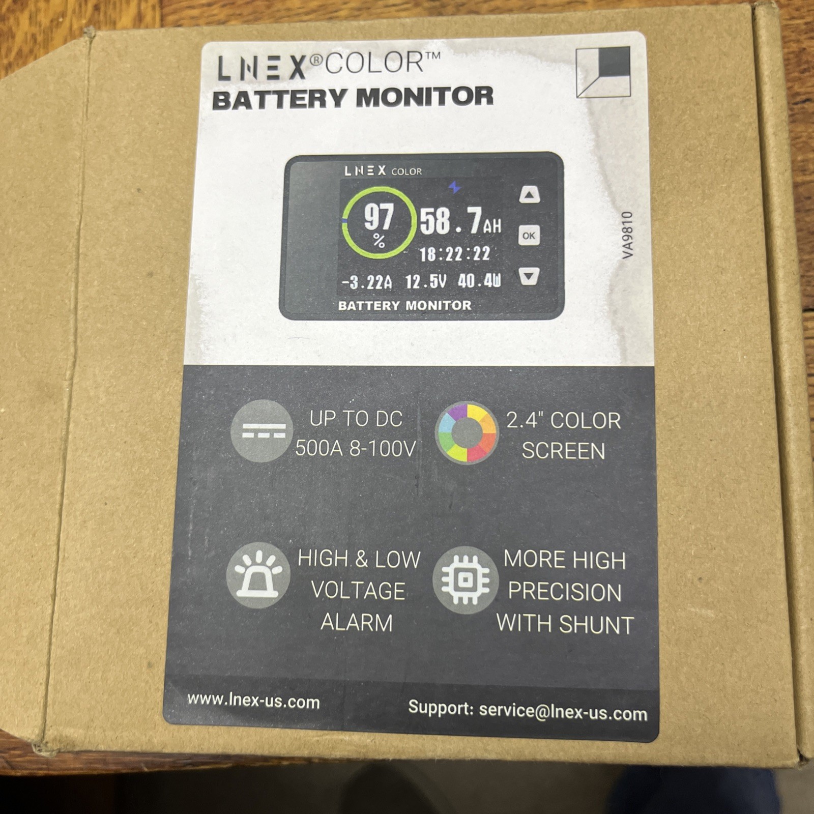 LNEX 500A Shunt Battery Monitor, 2.4" Color Screen RV Monitor 500A, Black VA9810