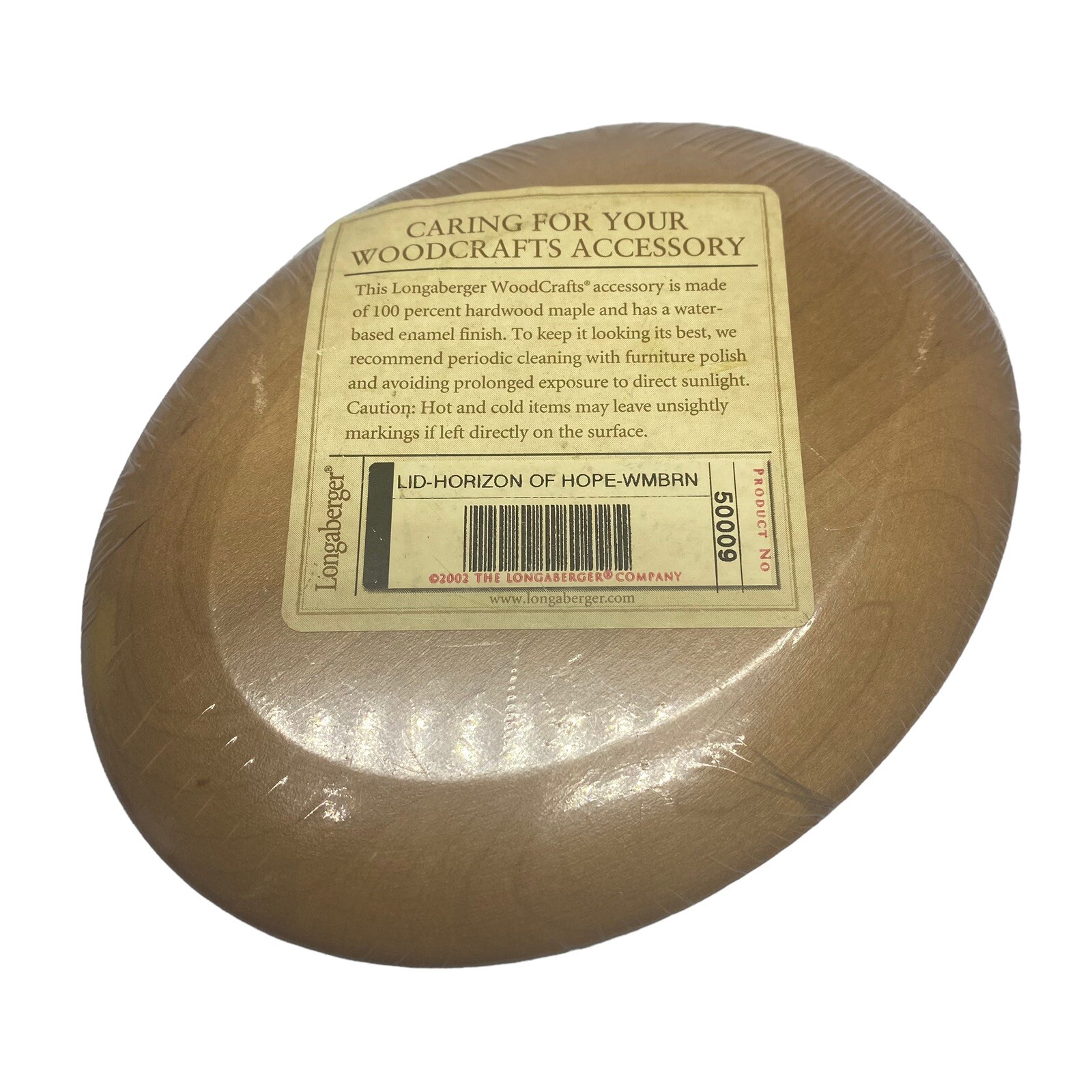 Longaberger Woodcrafts Lid For Horizon Of Hope Basket Oval Maple Enamel 50009