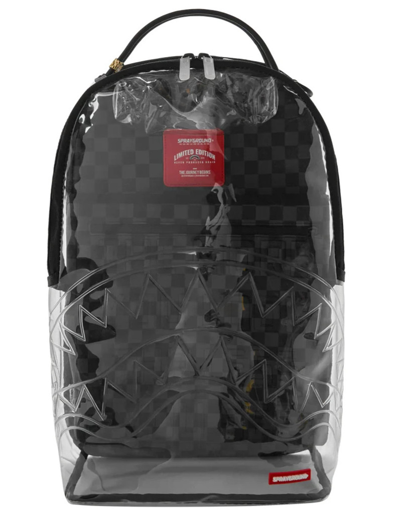Sprayground CHECK PANEL Clear Backpack🔥New PVC Transparent Bookbag School Bag