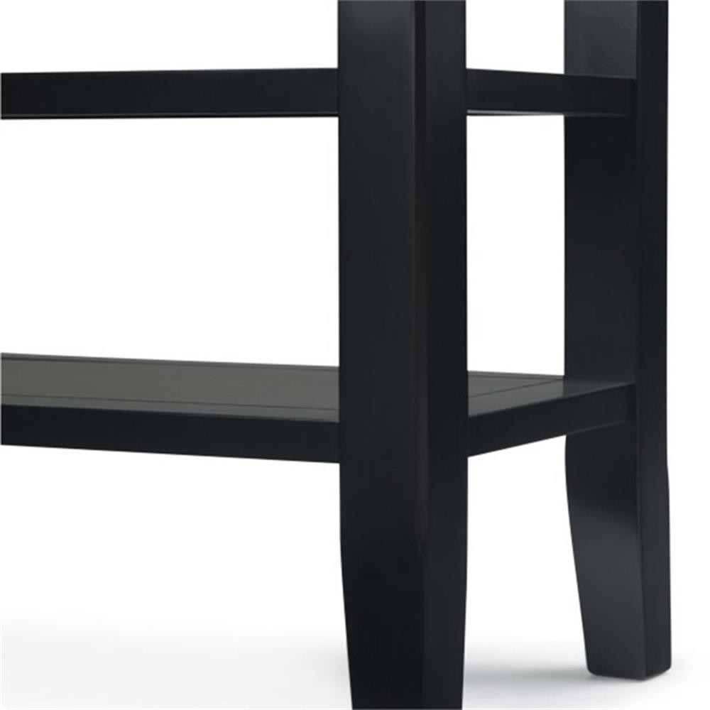 Trent Home Wood 14" Rectangle Transitional Narrow Side Table in Black