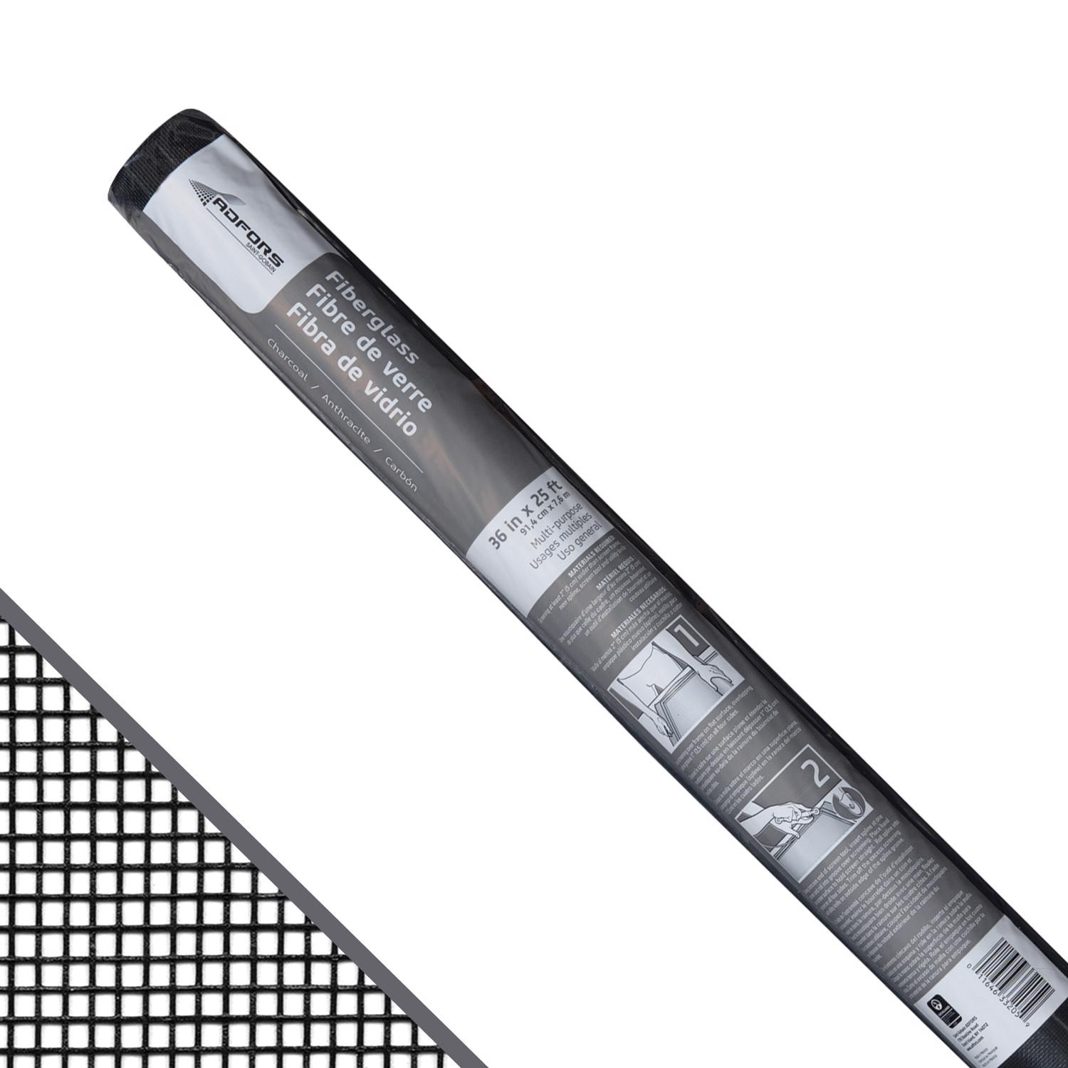 Adfors FCS8555-M Fiberglass Charcoal Door and Window Screen 25 L ft. x 36 W in.