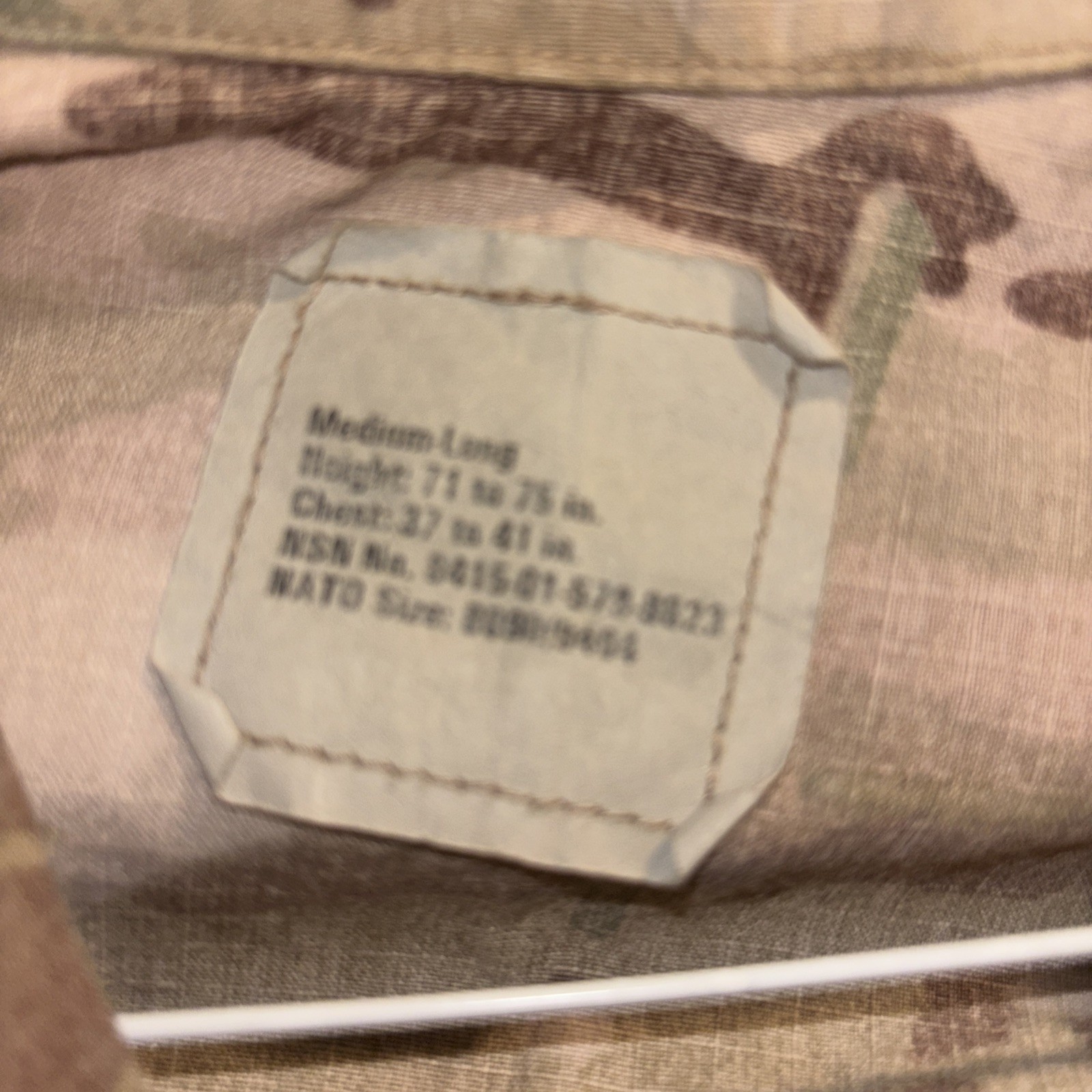 Army Combat Coat Size Medium Long Flame Resistant Perimeter Insect Guard