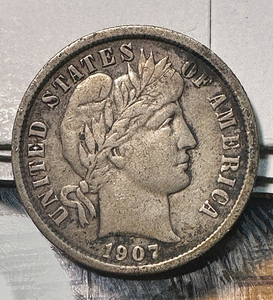 1907 Barber Dime Nice Original XF CHRC