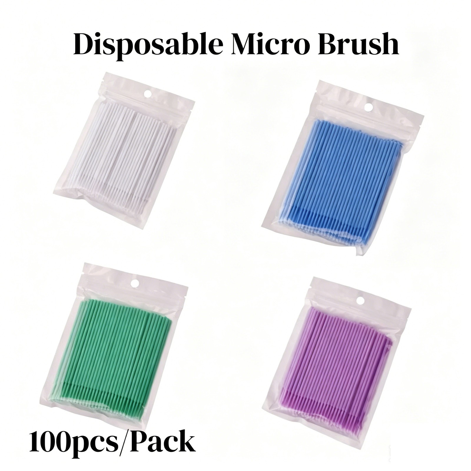 100 Pcs/Pack Dental Disposable Micro Brush Bendable Applicator Tips 4 Size