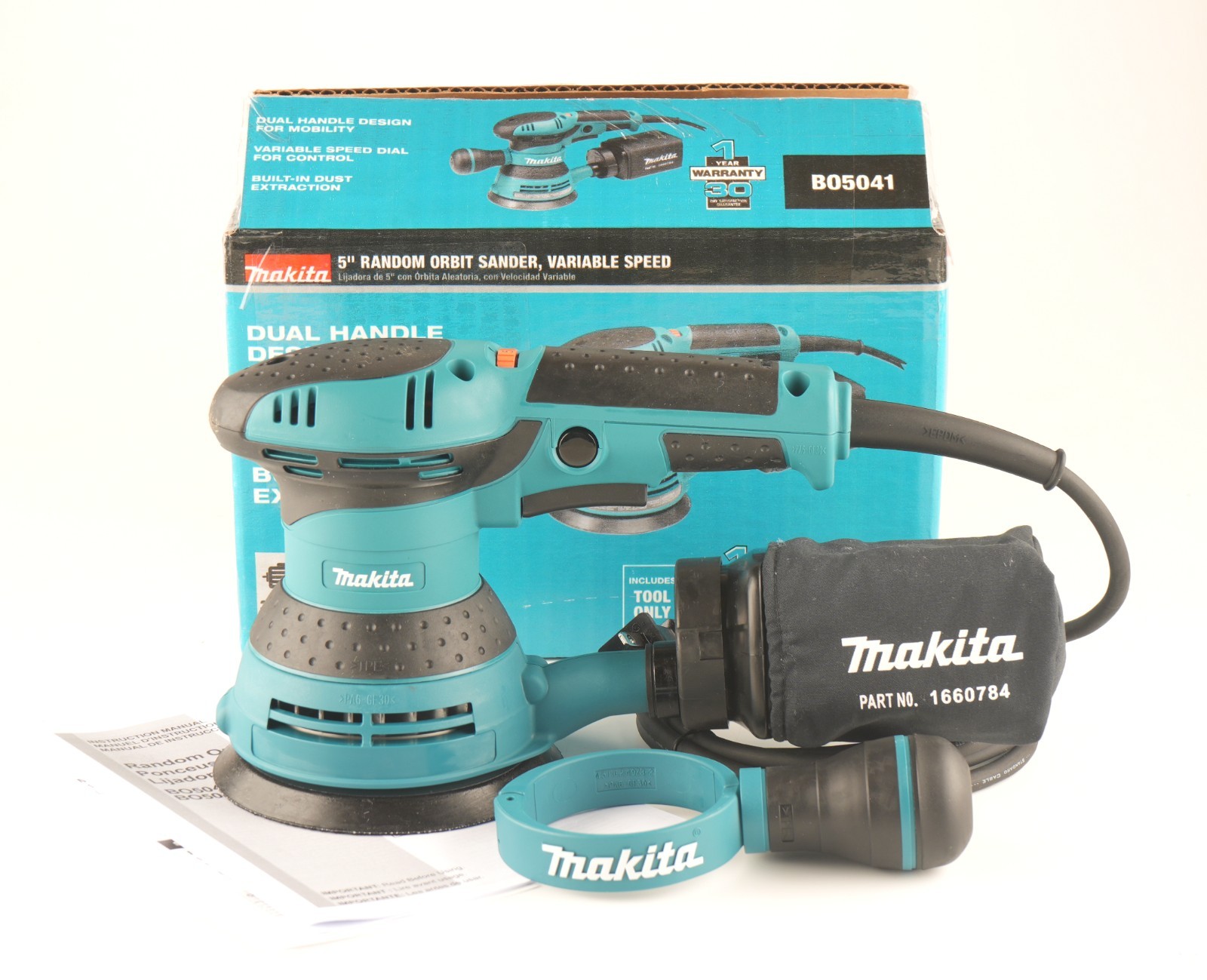 *Makita B05041 120V 3A Variable Speed 5" Random Dual Handle Orbit Sander