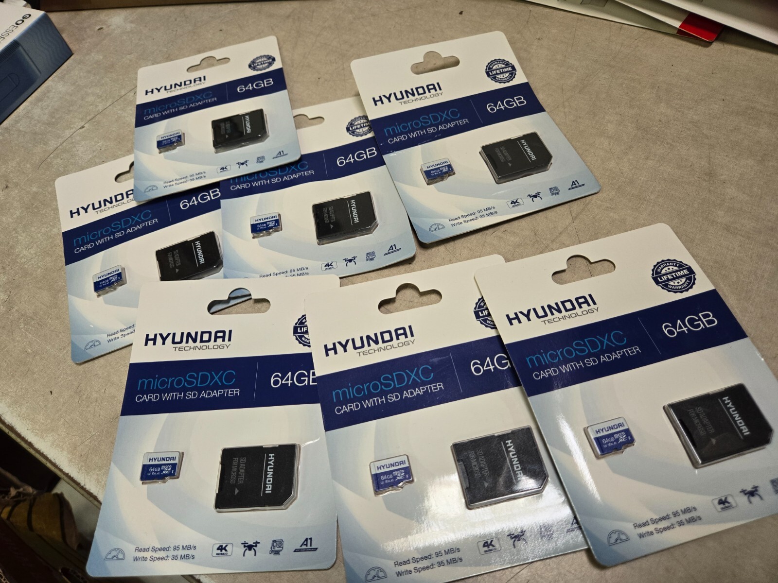 Lot of 7 Sealed Hyundai 64GB microSDXC UHS-I Memory Card 90MB/s [U3] 4K Video,