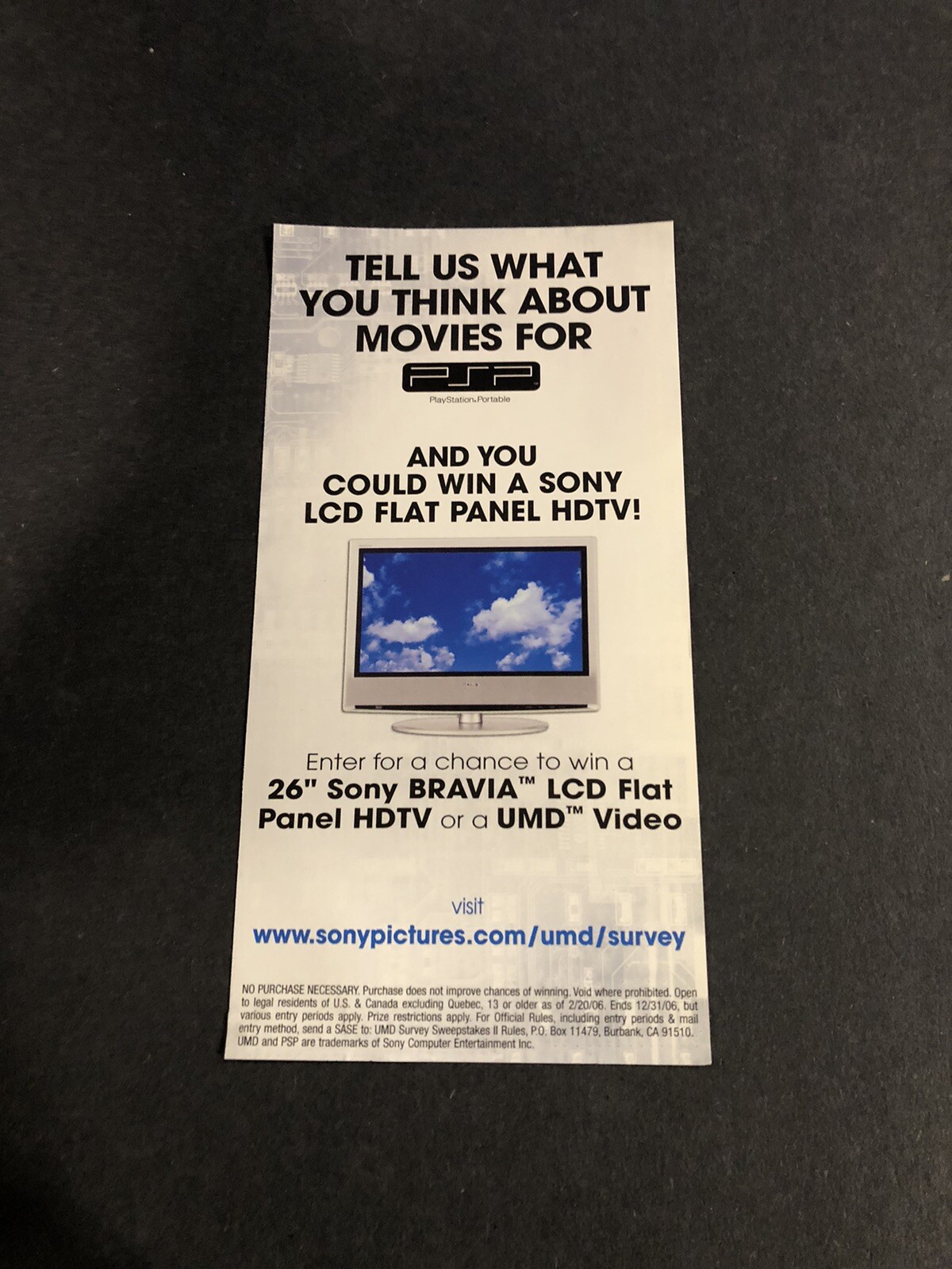 Sony PSP UMD Video Movies Insert