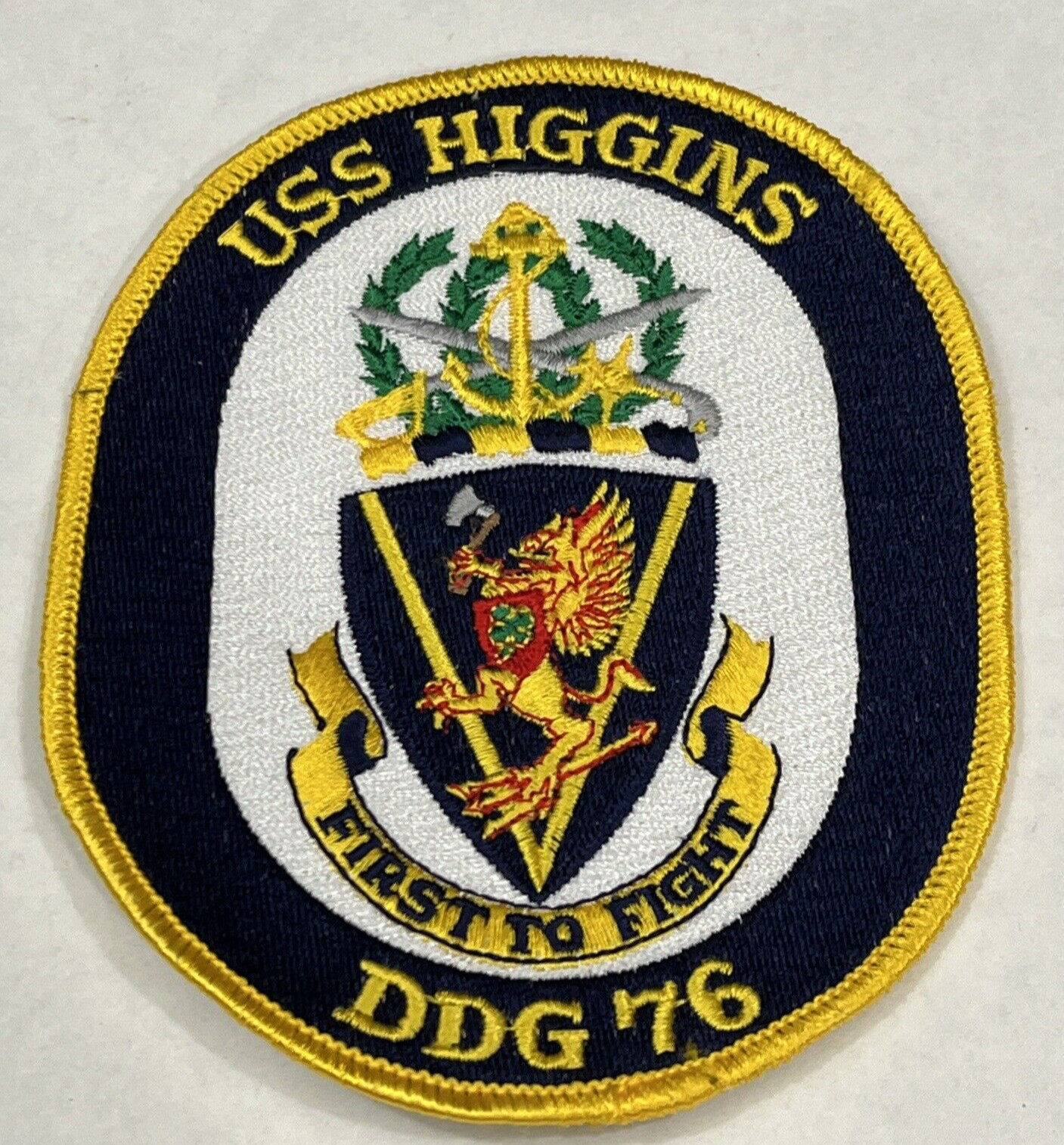 USS HIGGINS first to fight DDG 76 vintage patch 4”x 3”