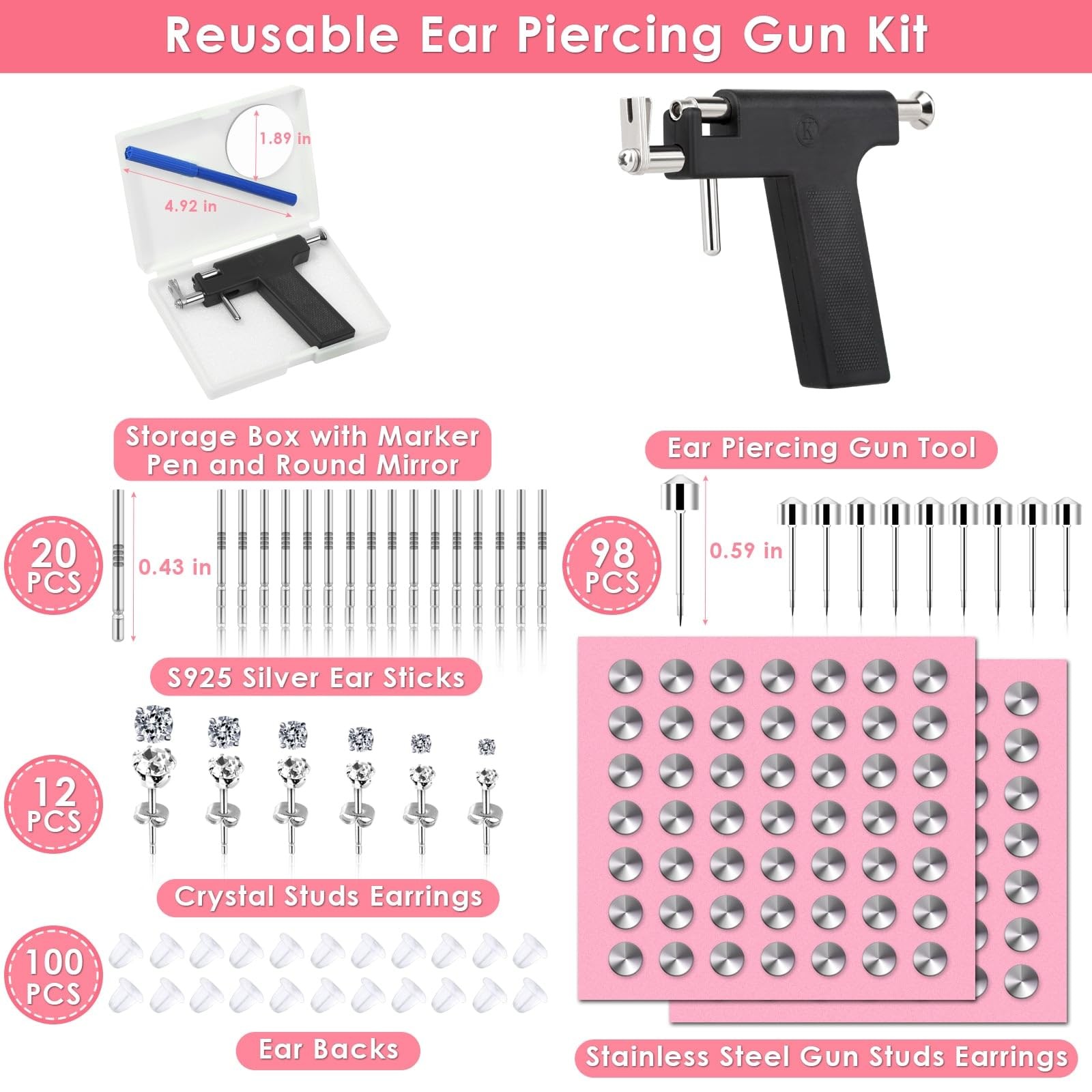 Professional Ear Piercing Gun Kit Multi Purpose Ear Piercing Kit Nose Piercin...