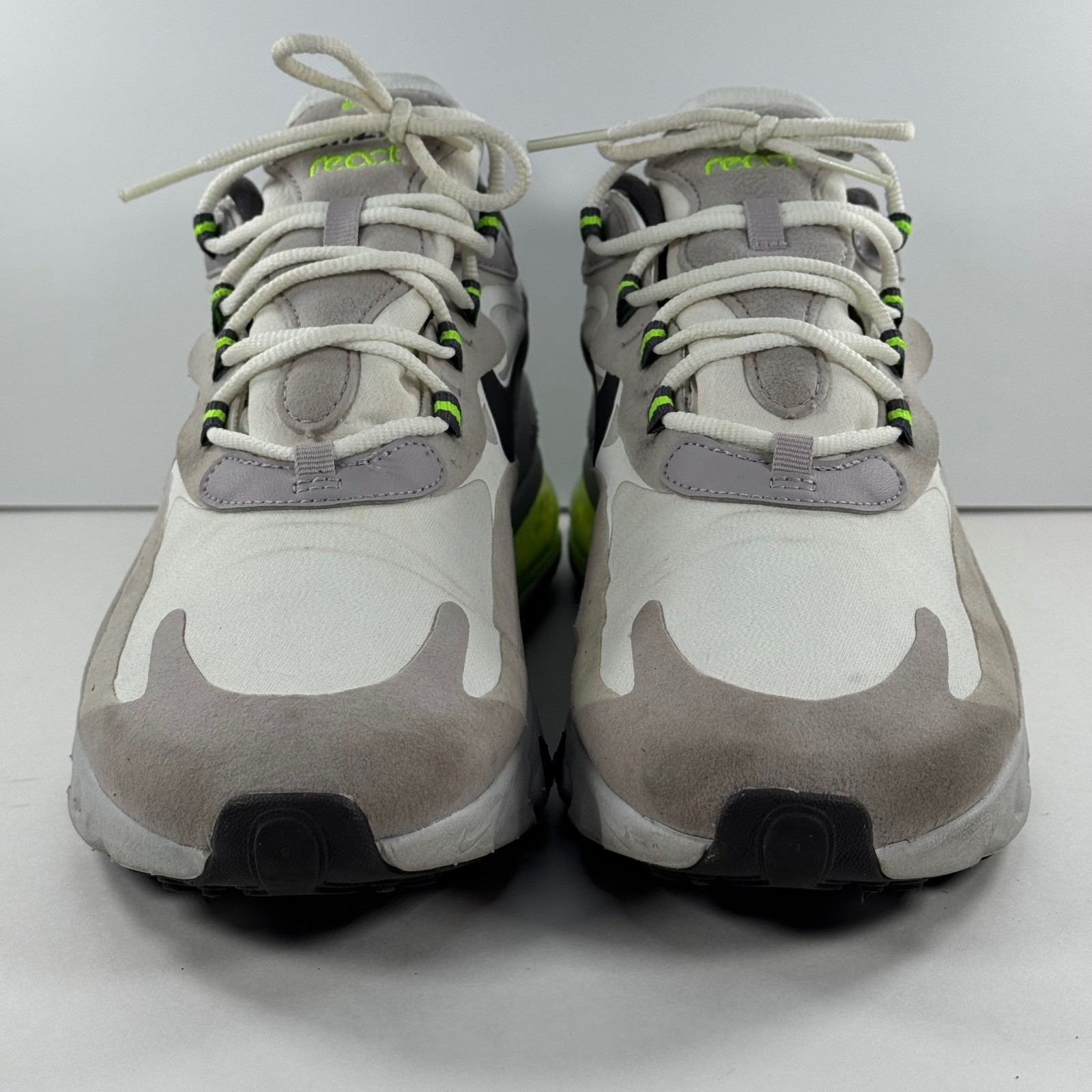 Nike Air Max 270 React Mens 9.5 White Black Electric Green CI3866-100 Sneaker