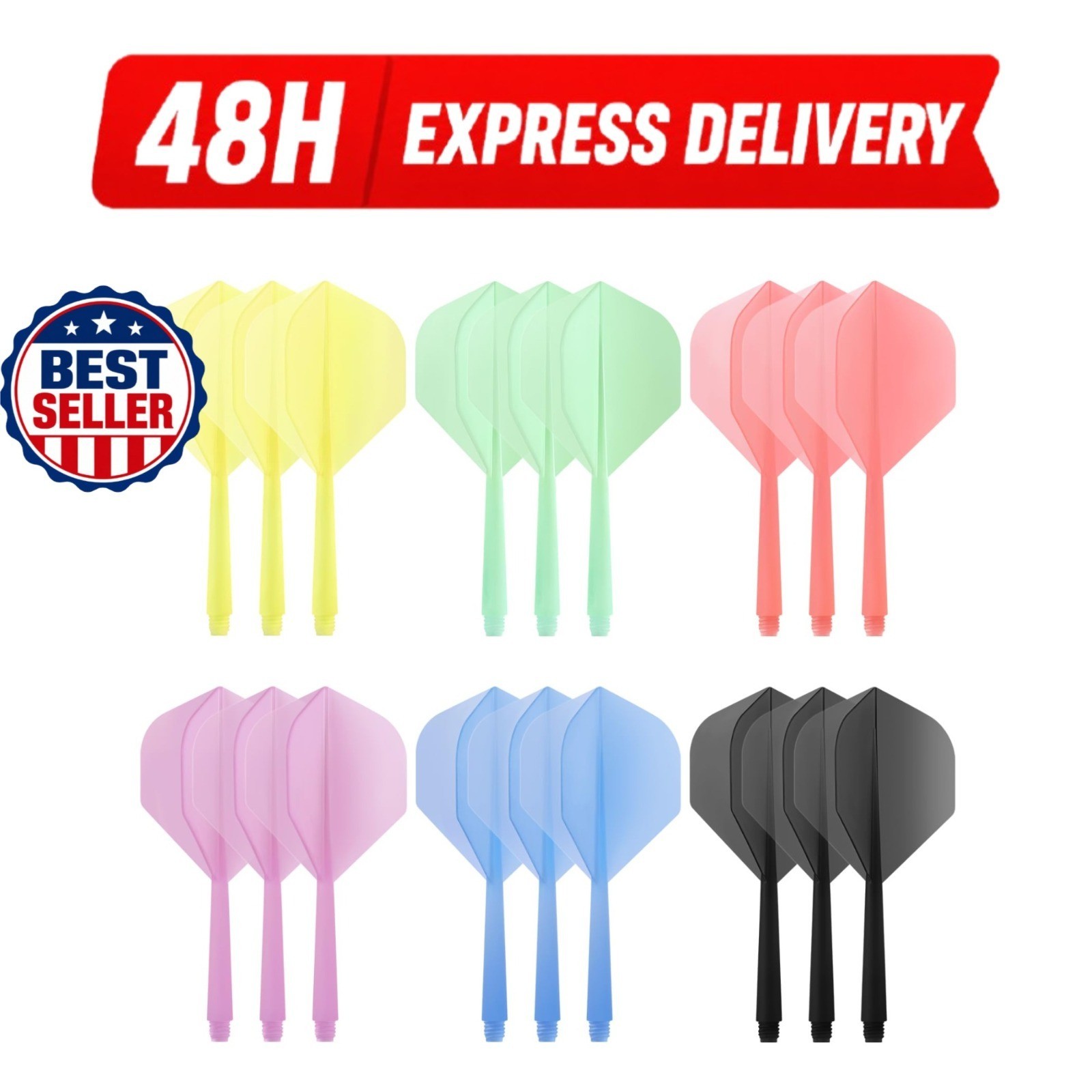 Accmor Integrated Dart Shaft and Flights - 18pcs Multicolored Set