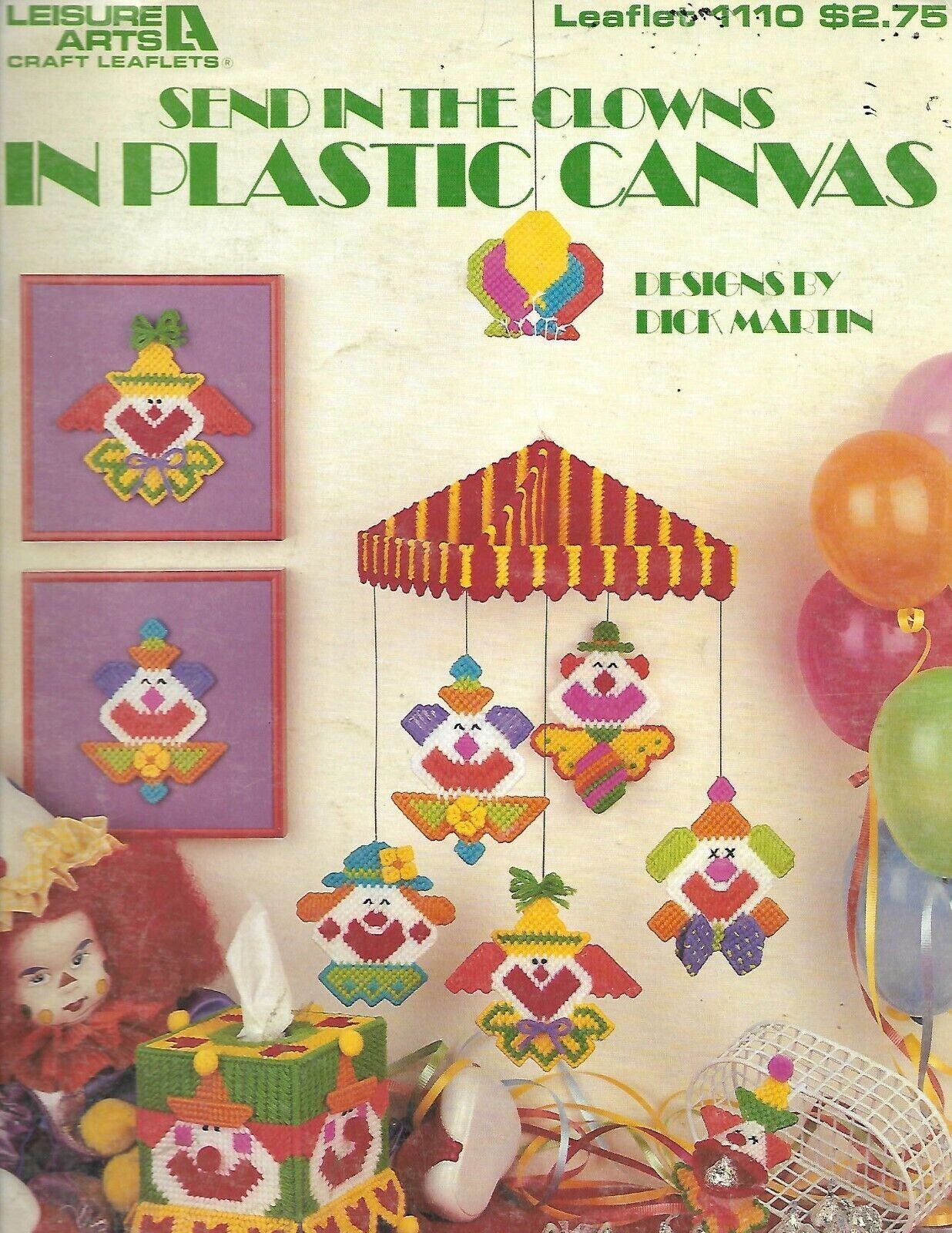 vintage, Send in the Clowns Baby's Room Decor in plastic canvas pattern booklet