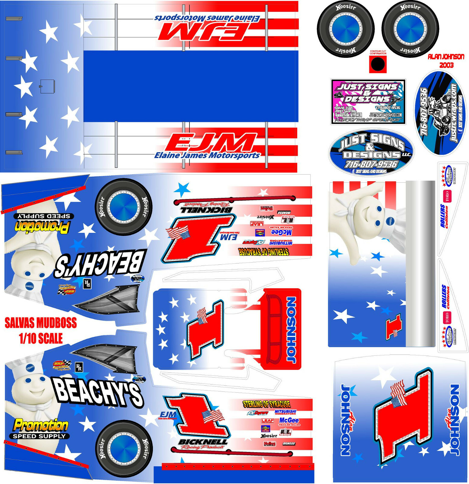 SALVAS MUDBOSS TRAXXAS SLASH alan johnson 2003 THEME WRAP KIT 1x10 SCALE