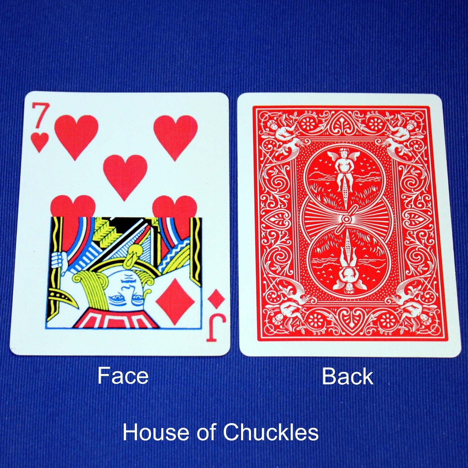 7 of Hearts / Jack Diamonds - Half Horizontal, Bicycle Printed Gaff Card, Red