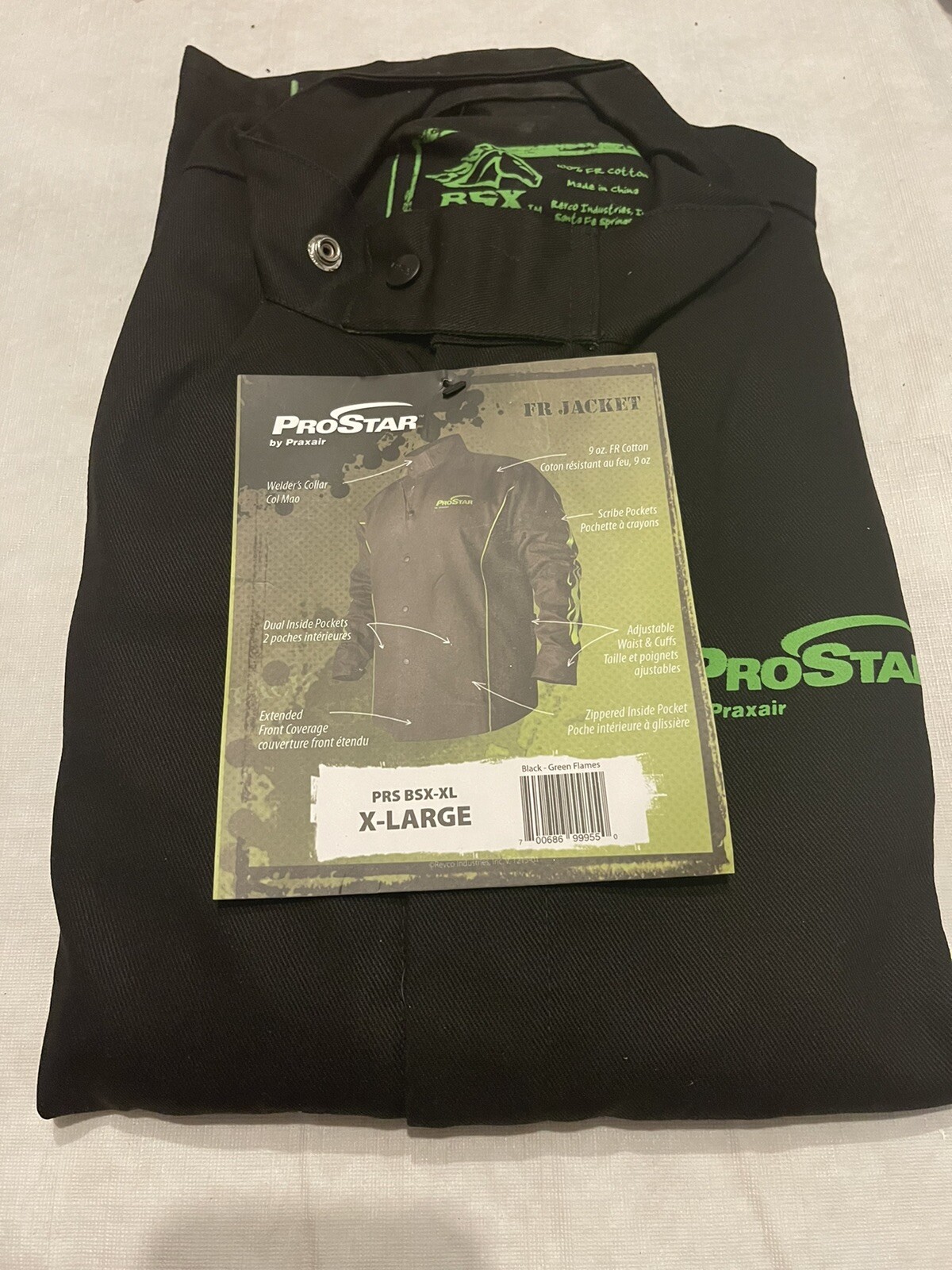 ProStar Praxair FR Welding Jacket - Green Flames - X-Large