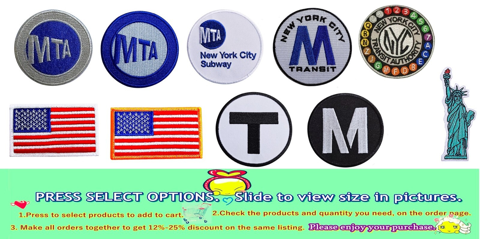 Transit Train Subway-MTA USA Patches logo iron,sewing On Decorate clothing