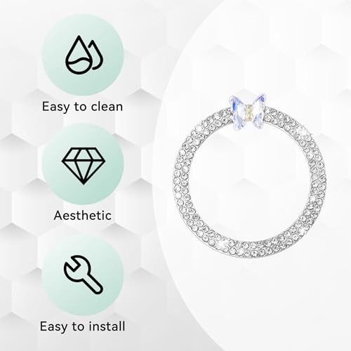 2PCS Car Engine Push Start Button Cover Decoration Ring, Sparkling White