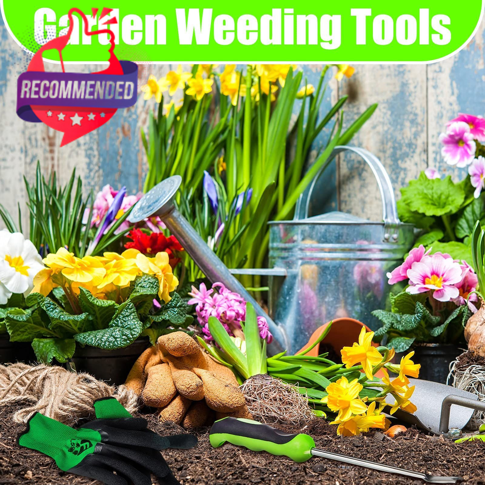 12.8'' Dandelion Weed Puller Tool with Soft Handle Polished Stainless Steel...