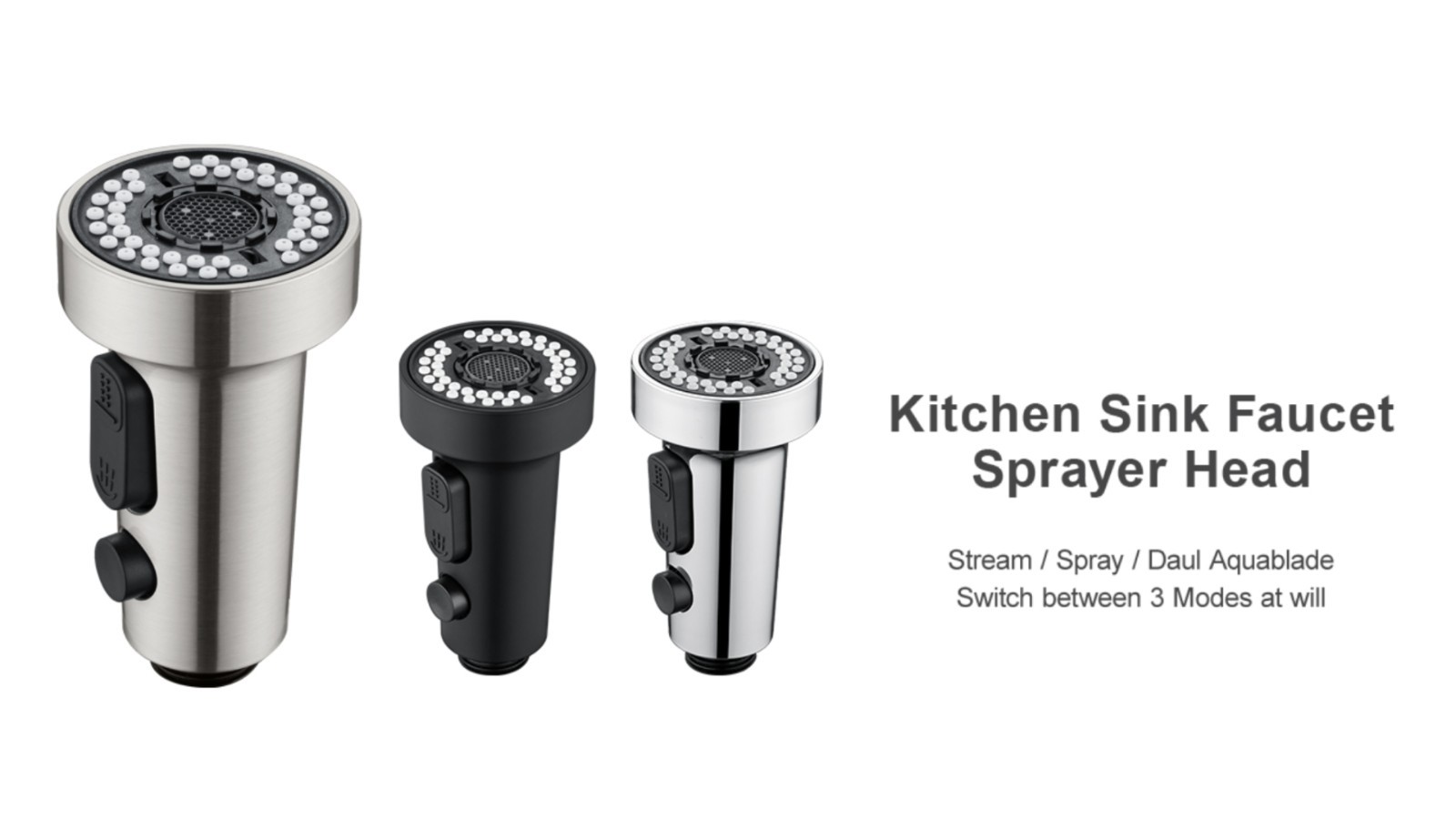 Kitchen Faucet Spray Head Replacement 15 Adapters 3 Modes Pull Out Nozzle ABS