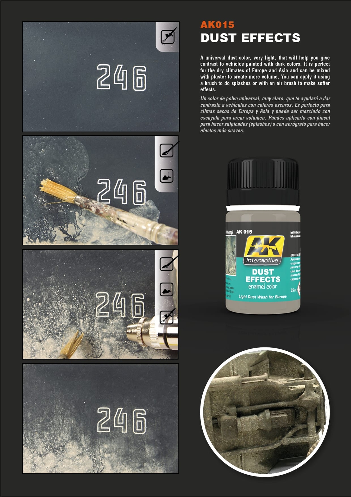 AK Interactive AK015 Weathering Dust Effects Enamel 35ml - US