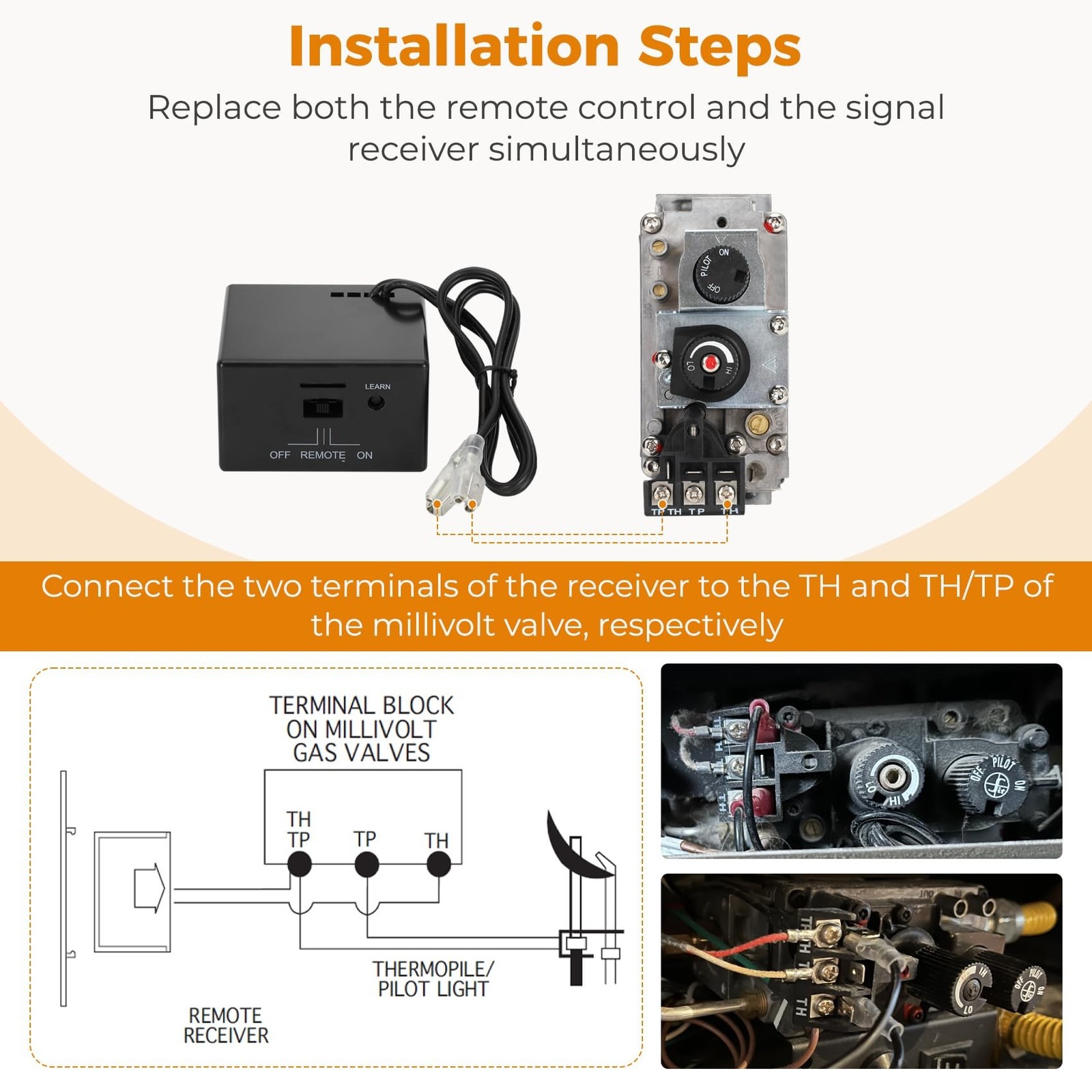 Universal Smart Fireplace Remote Control Kit, Fit skytech 1001-A,1001T/LCD-A,...