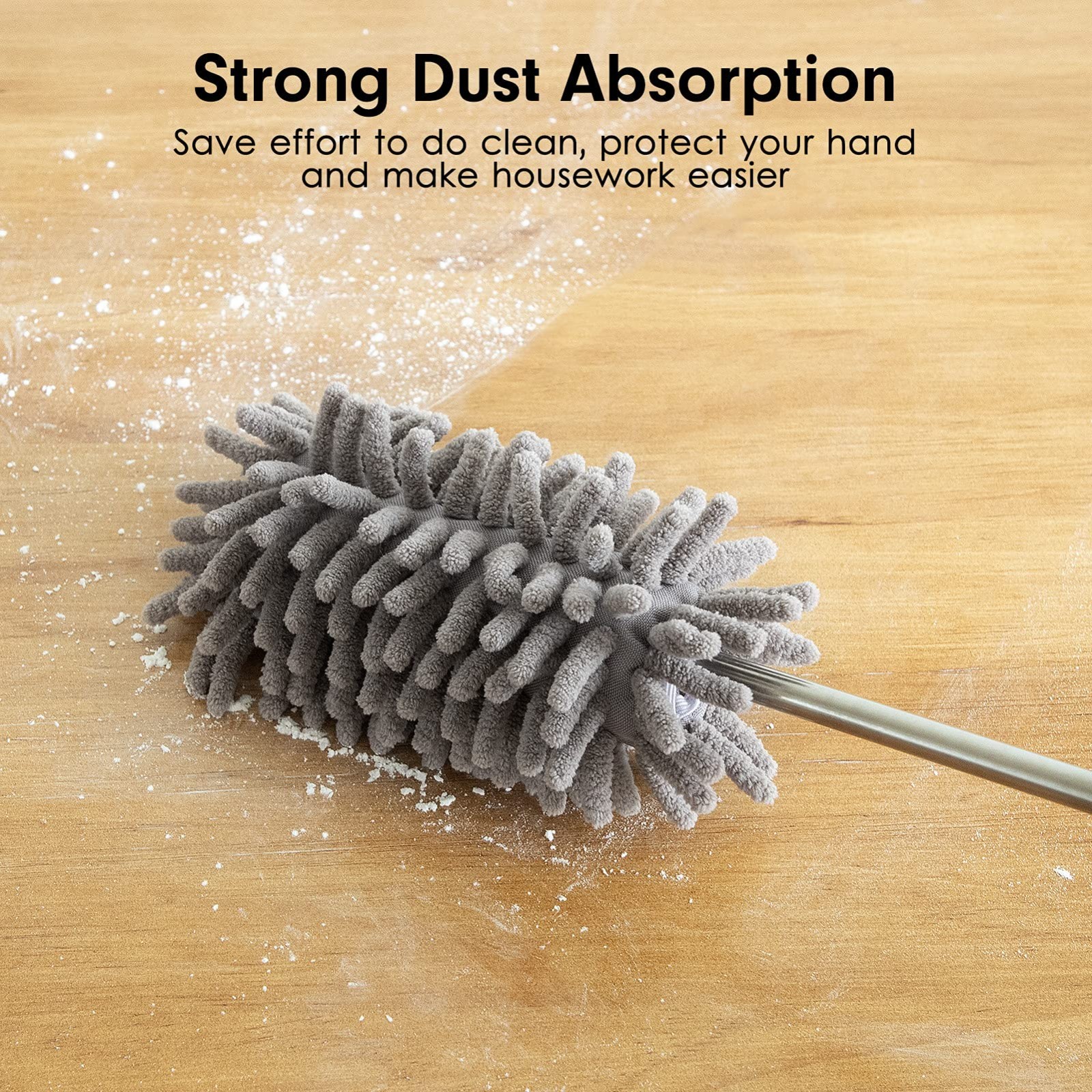 Extendable Microfiber Duster with Replaceable Heads Telescopic Cleaning Tool Kit