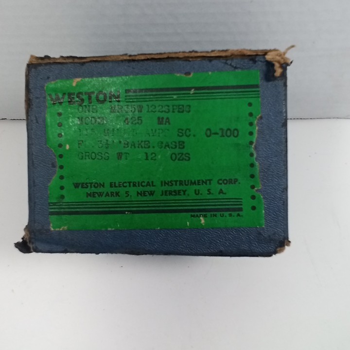 NOS Vintage Weston Round Panel Meter Milliamperes Model 425 with Box