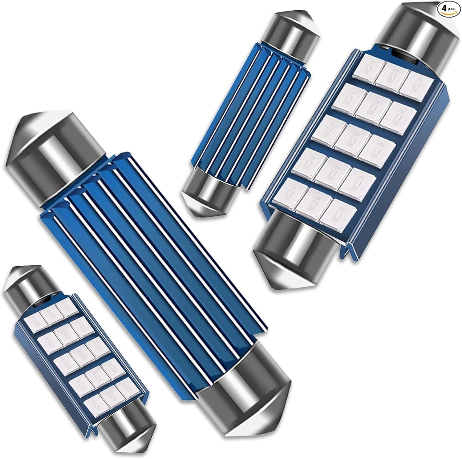 Pack-4 578 LED Extremely Bright Bulbs, 1.59" 6500K 2835 Size: 4 PCSColor: Blue