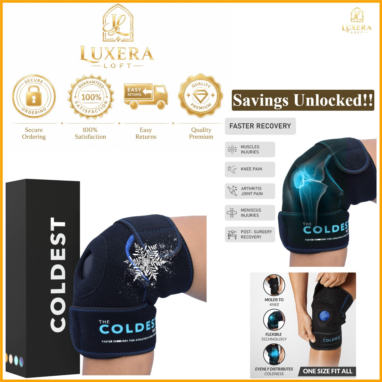 Coldest Knee Ice Pack Wrap Hot Cold Therapy Reusable for Meniscus Injury