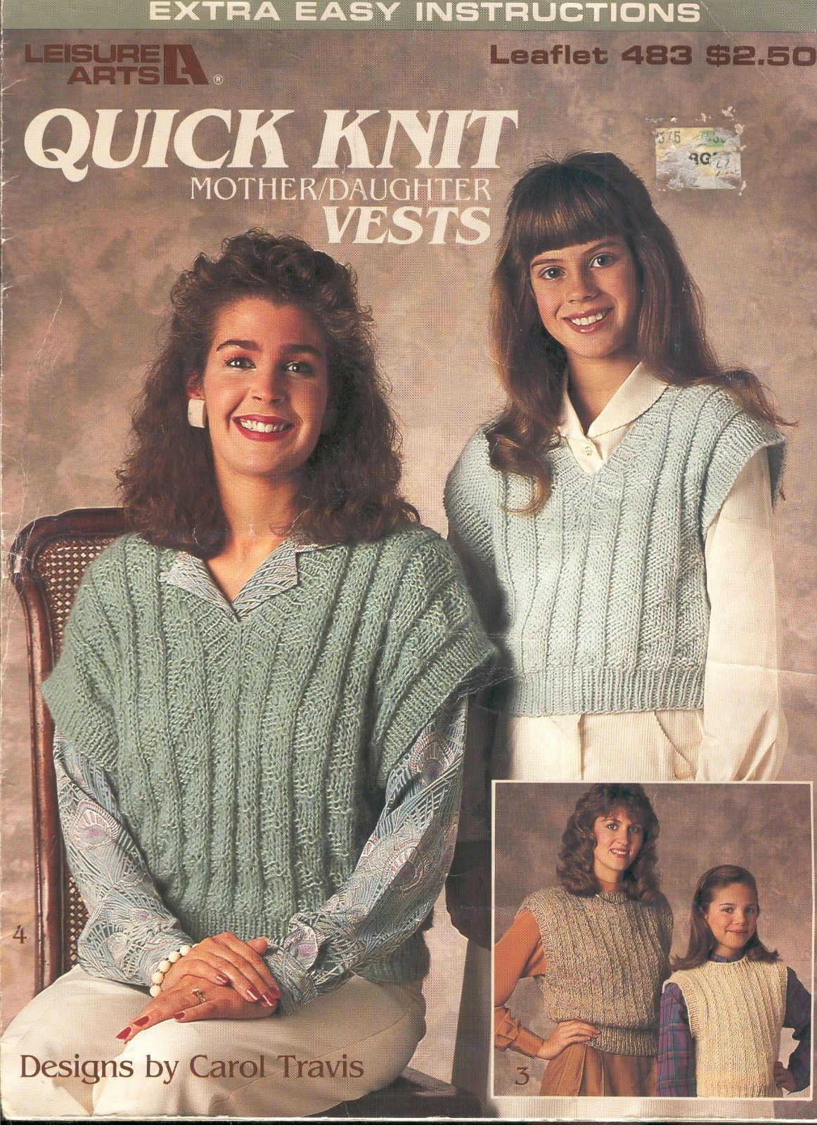 Quick Knit Mother Daughter Vests Knitting Pattern Leisure Arts 483 Leaflet