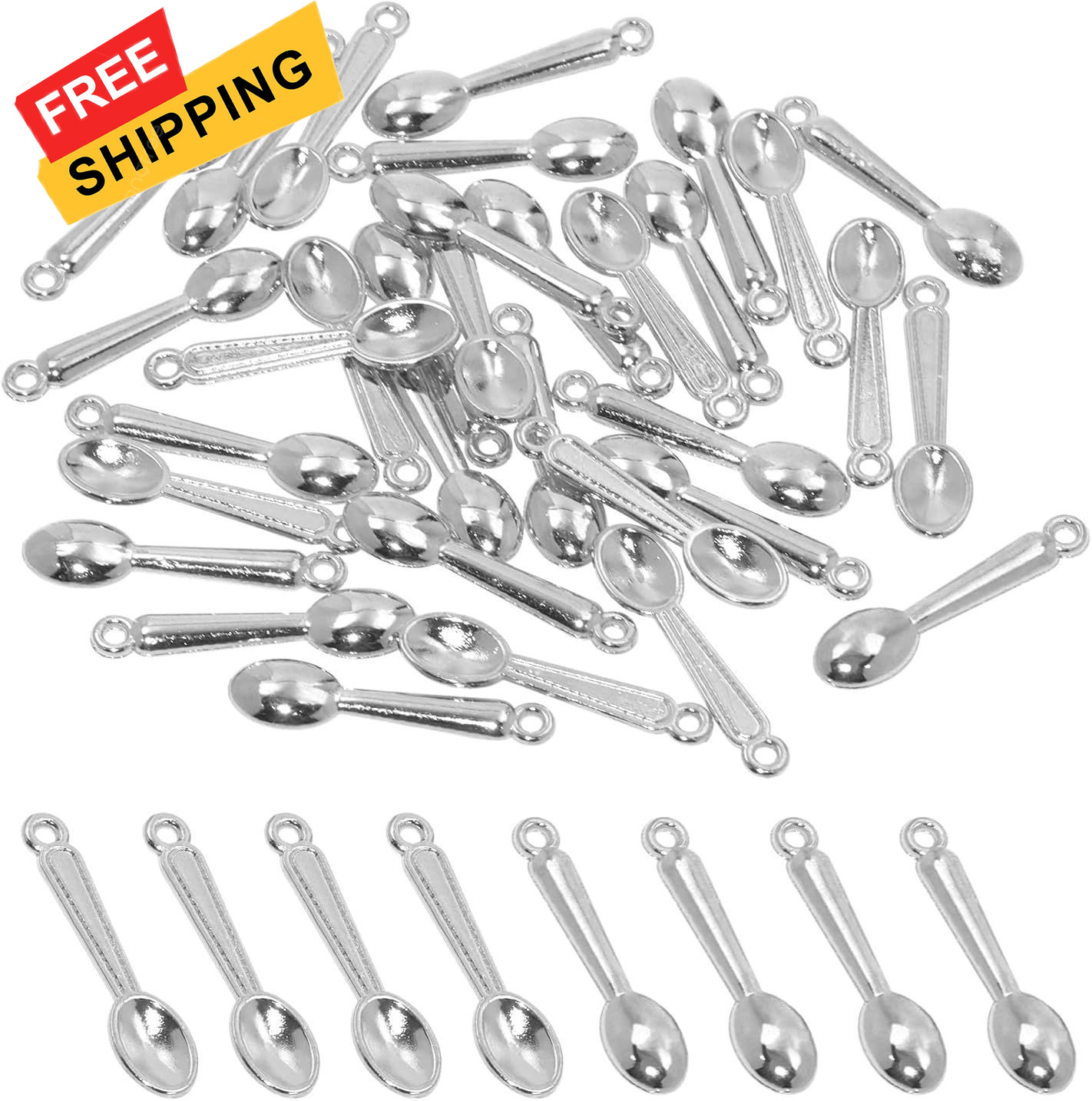 Tupalizy 100PCS Tiny Spoon Charms Tableware Kitchen Cooking Utensils Silver