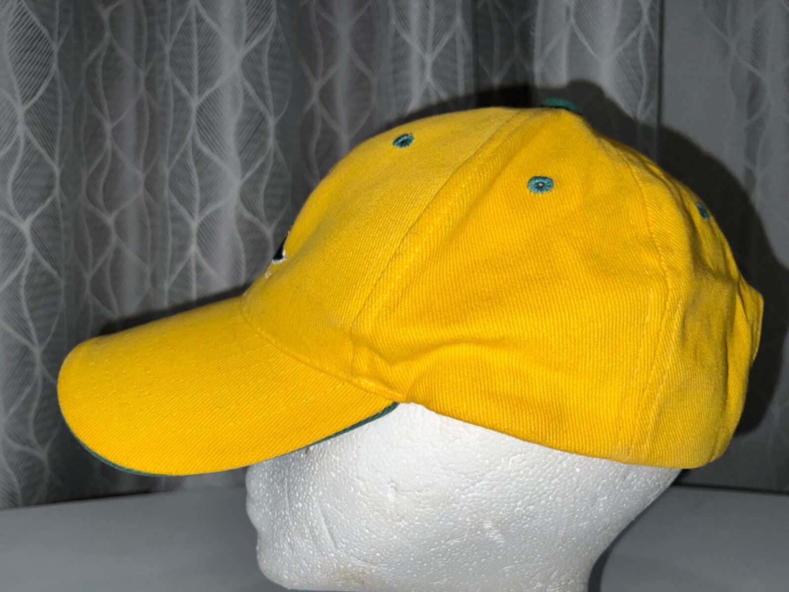 South Bend Sliver Hawks Gold Hat Cap Hook Loop With Embroidered Hawk on Front