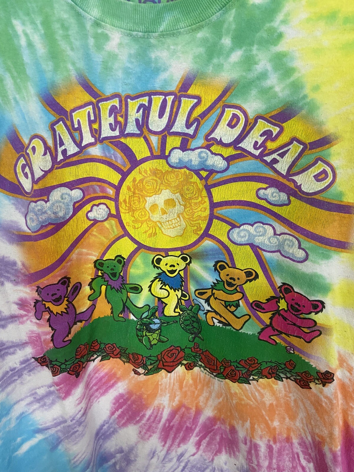 Grateful Dead TShirt Liquid Blue Dancing Bear Tie Dye Spiral Small