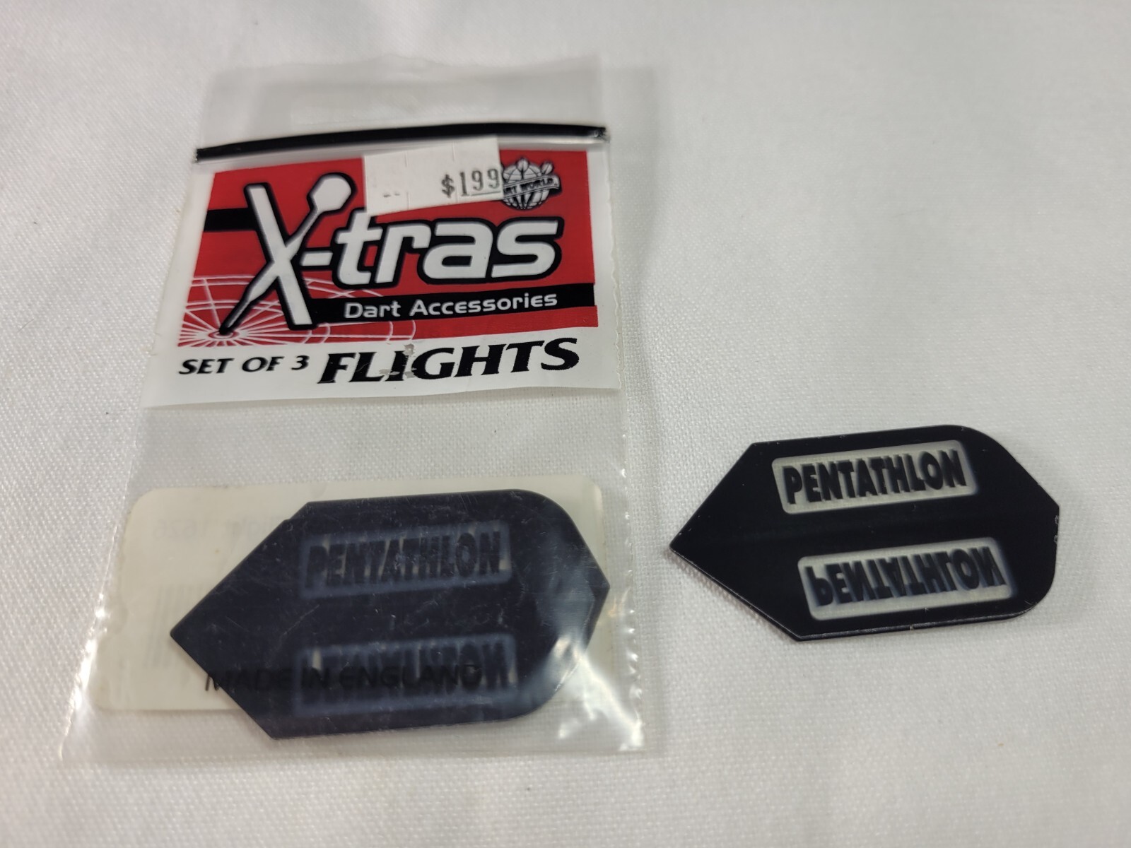 Dart World Pentathlon Black / Clear SLIM Dart Flights 1 set of 3 NEW OLD STOCK