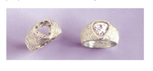 (6x6-8x8mm) Trillion Sterling Silver Textured Pre-Notched Ring Setting Size 9