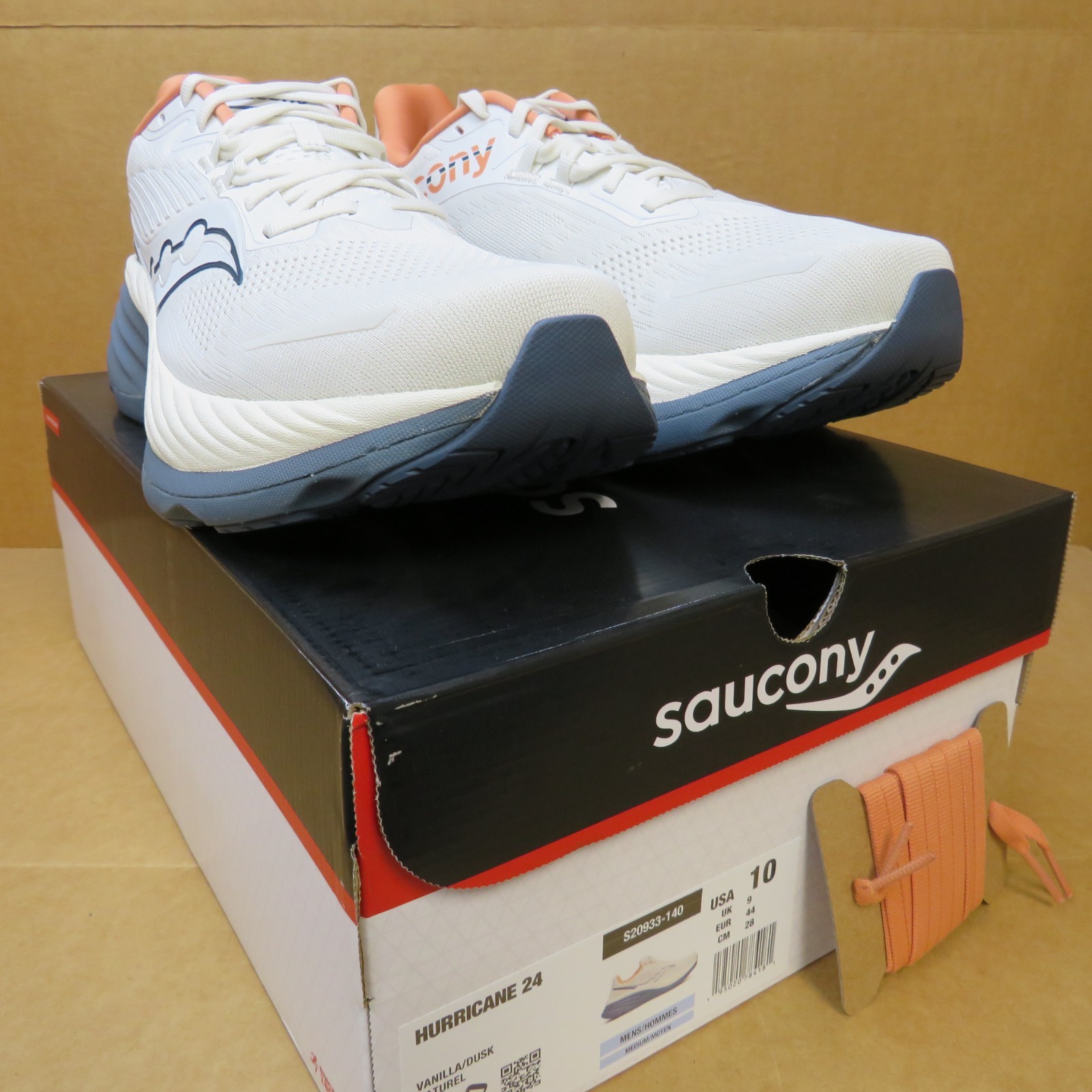 Saucony Hurricane 24 Running Shoes (Men's Size 10 D)...Mostly White Color