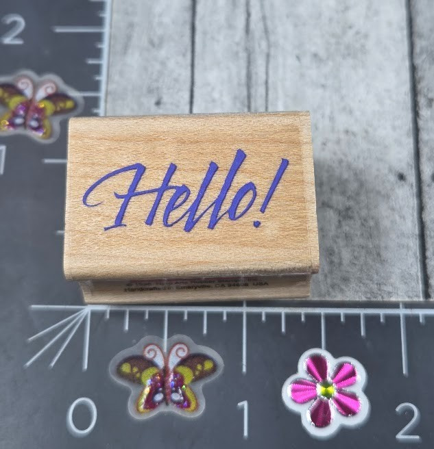 Hero Arts Hello Greetings A1120 Rubber Stamp Wood #C36