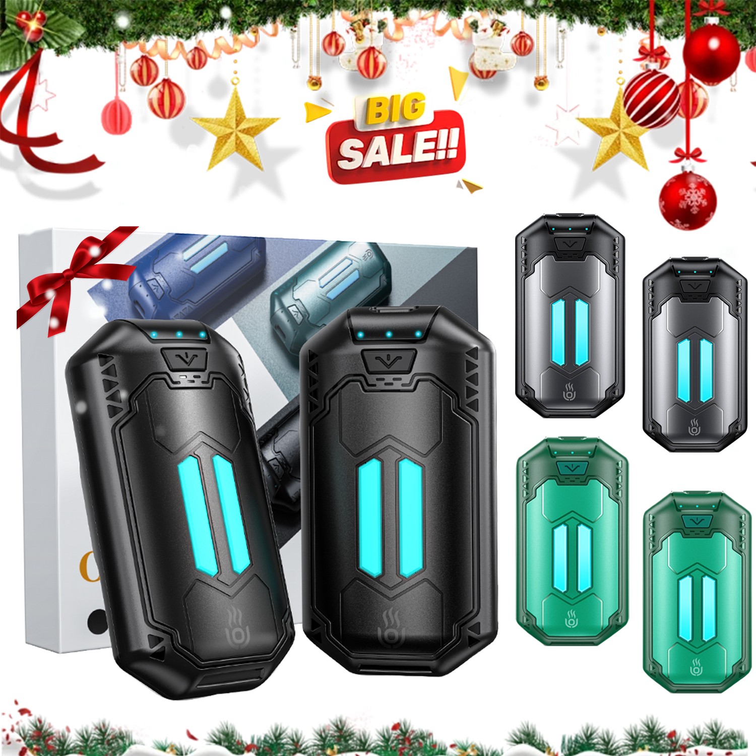 2 Pack ,6000mAh Hand Warmers - Rechargeable 2 in 1 USB Heater 3 Heat Settings